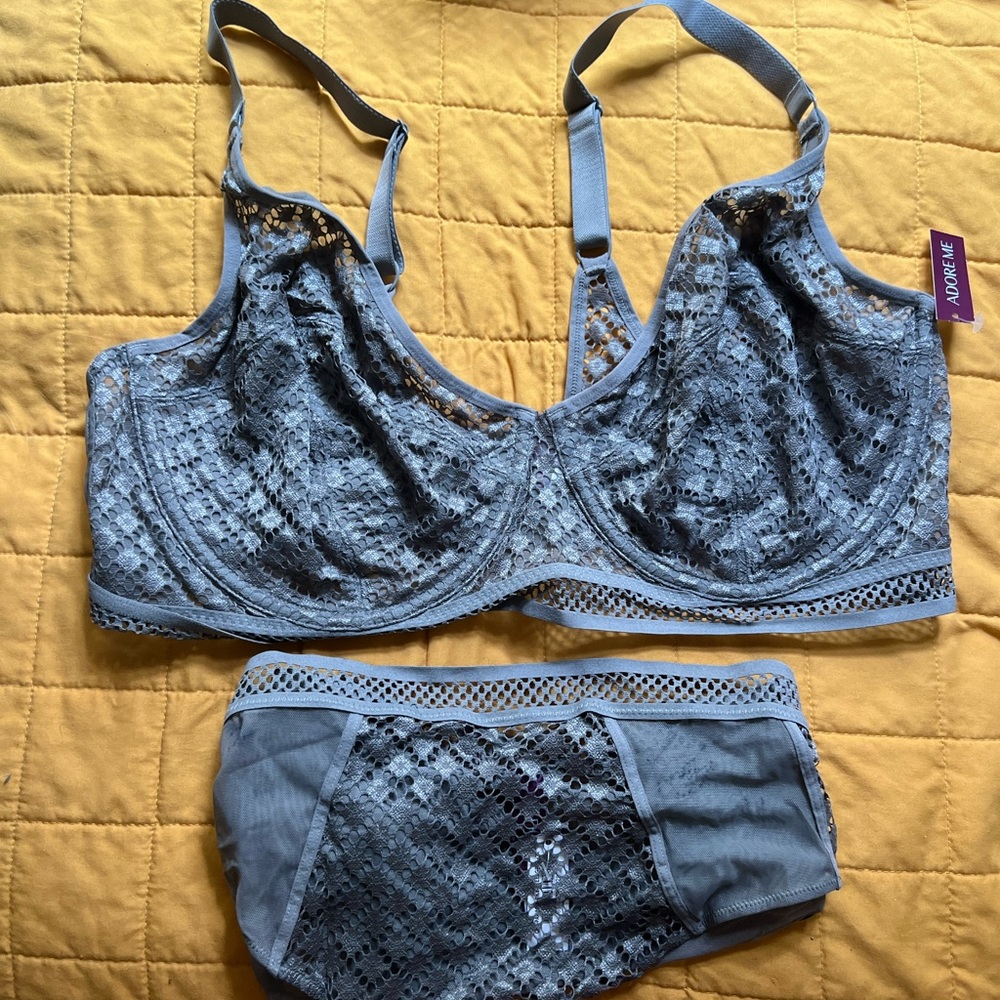 Adoreme Underwear Bra Set - 44G 3X Grey - CLEAN & WASHED NWT